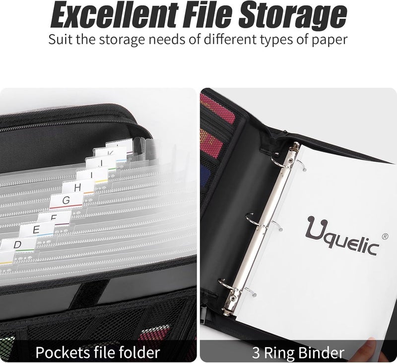 Uquelic Accordion File Organizer Binder with Multi Pockets, Expanding File Folders with 13 Pockets, Handle and Labels, Portable Home Travel Safe Storage for Letter A4 Files and More (Grey) - Image 5